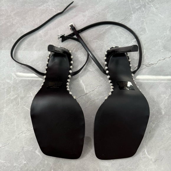 NWOT Women’s Steve Madden Zelle Black Rhinestone High Heel Sandals Size 7.5 - Picture 12 of 16